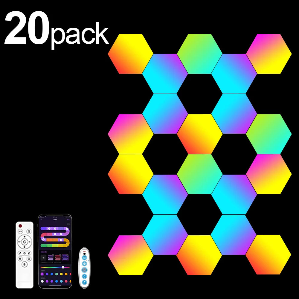 RGB Hexagonal Wall Lamp – Smart Ambient LED Lighting for Game Room Decor