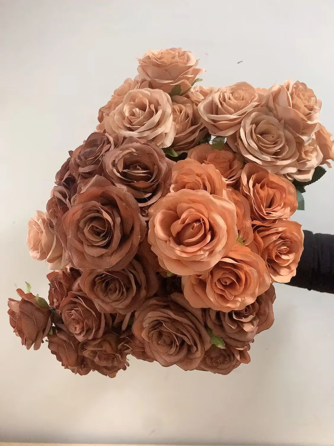 Artificial Brown Rose Bouquet – Silk Flower Arrangement for Home Wedding Decor