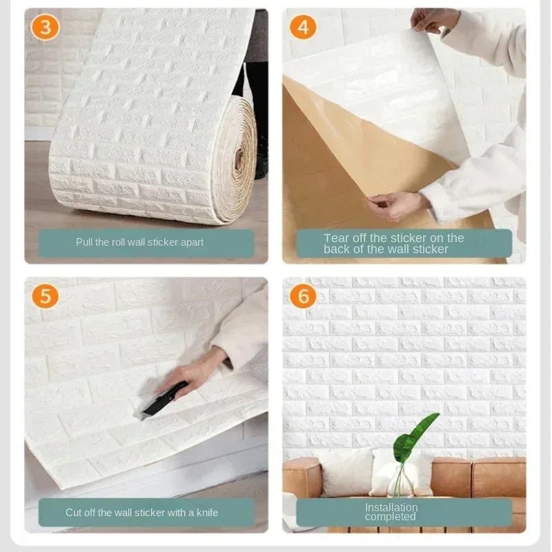 3D Self-Adhesive Brick Wallpaper – Waterproof Peel and Stick for Home Decor