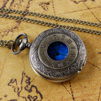 Antique Blue Dial Pocket Watch – Vintage Pendant Necklace for Holiday Gift