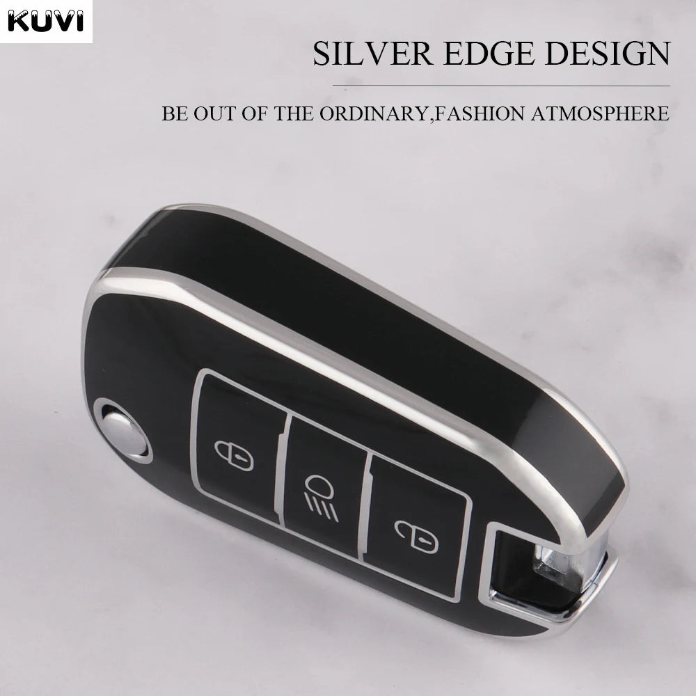 TPU Car Flip Key Case – Protective Shell for Peugeot and Citroen Accessories