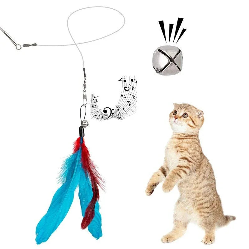 Interactive Cat Feather Toy Set – Retractable Wand for Indoor Pet Play