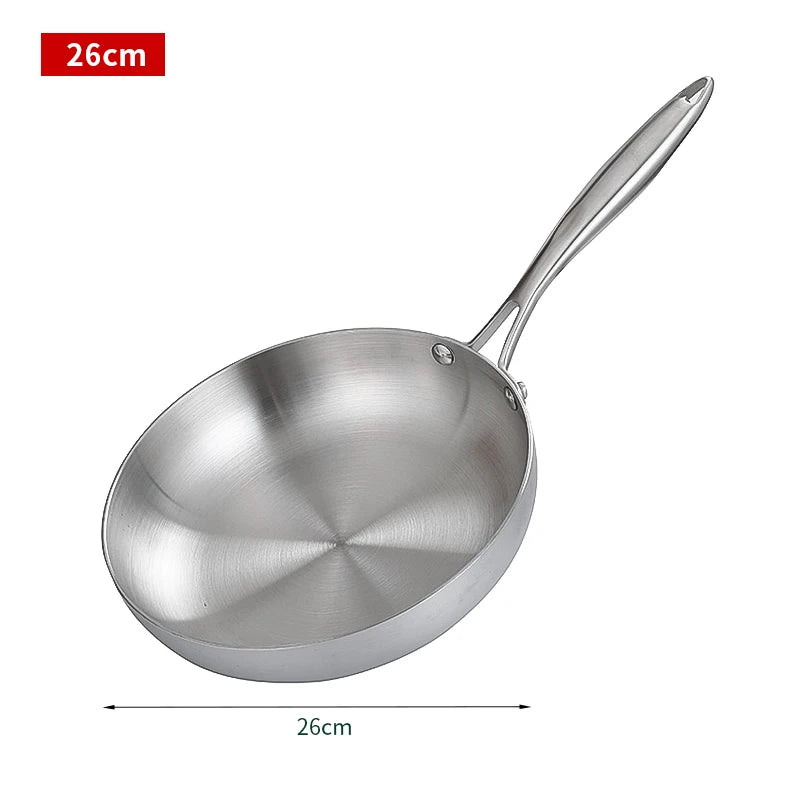 Stainless Steel Frying Pan – Nonstick Uncoated Cookware for Kitchen Stoves
