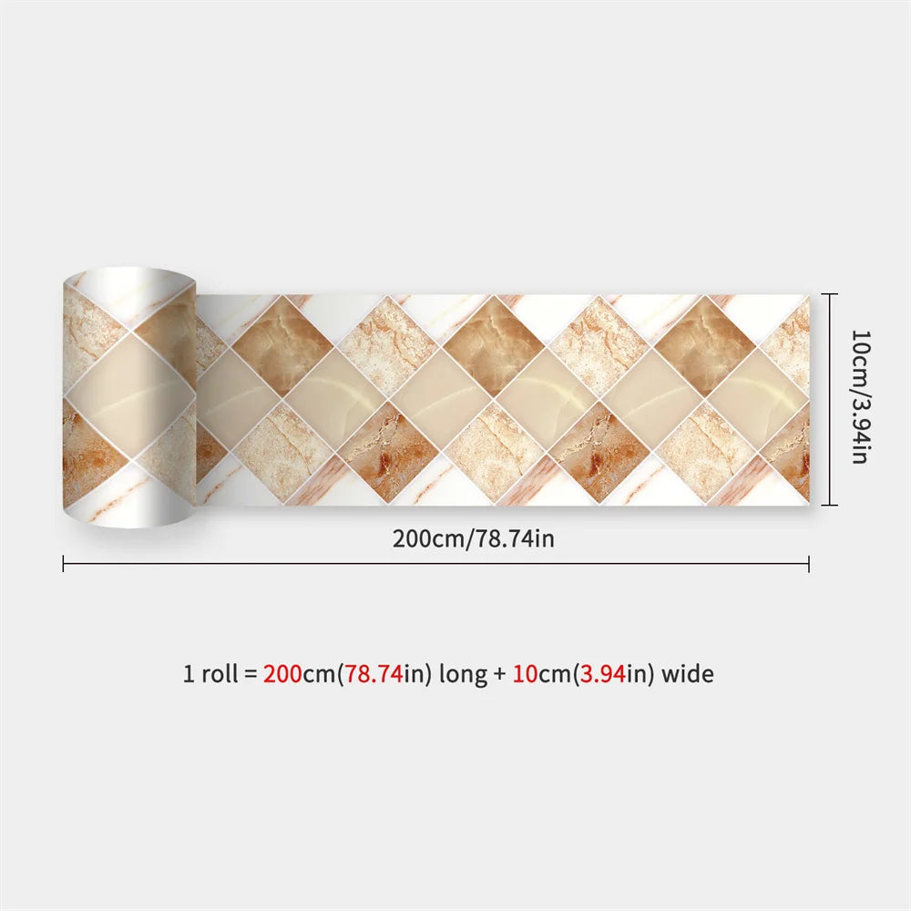 Self-Adhesive Waist Line Stickers – Waterproof Border Mural for Kitchen Decor