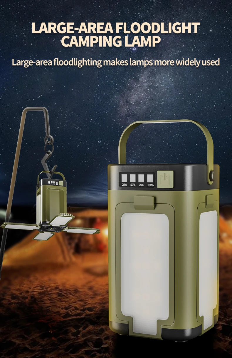 Foldable Solar Camping Light – 2000mAh Power Bank for Outdoor Hiking Tent