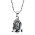 Vintage Jesus Cross Bell Pendant – Religious Biker Necklace for Men
