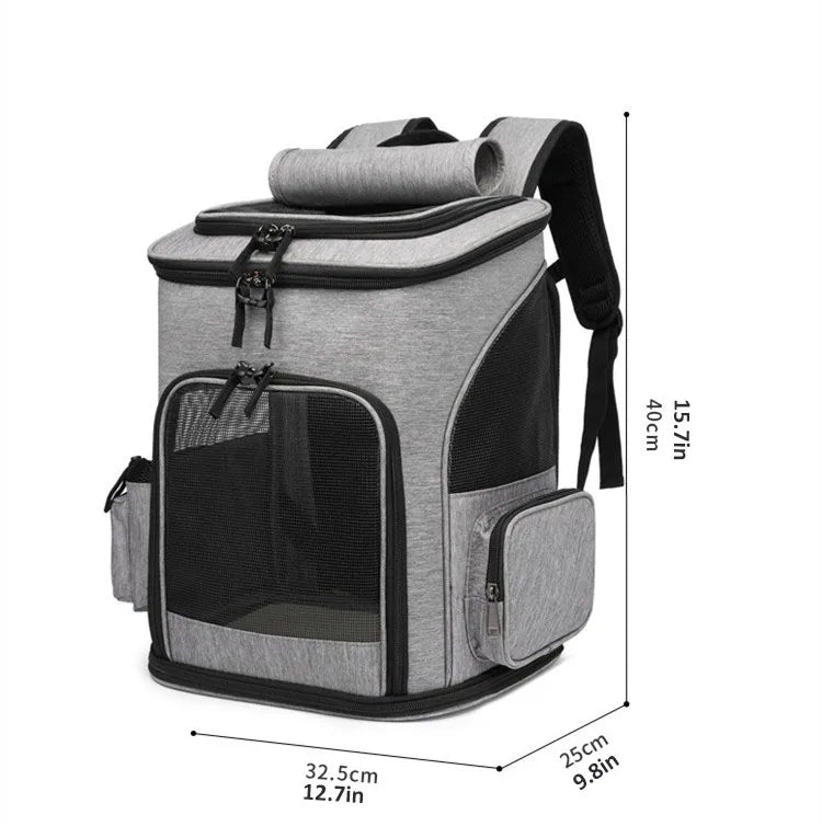 Expandable Pet Carrier Backpack – Breathable Travel Bag for Cats and Dogs