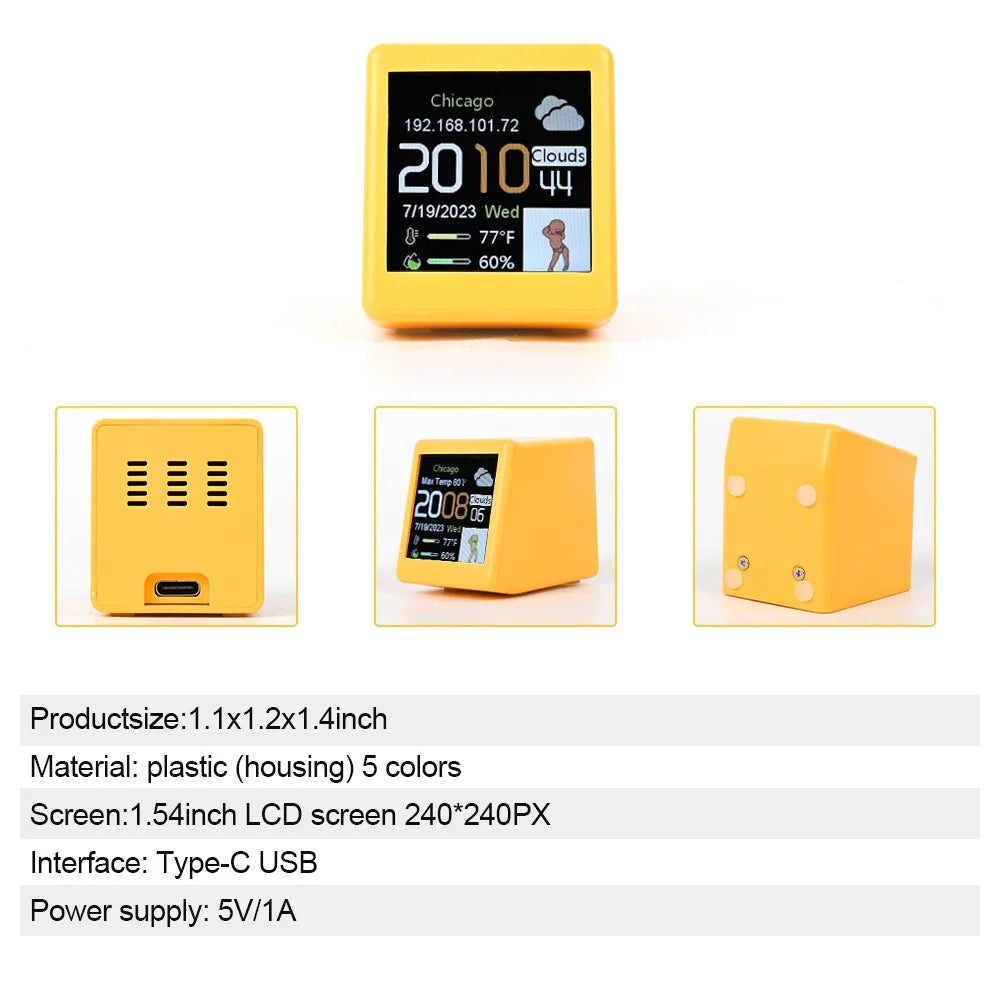 Smart Wifi Weather Station – Portable Digital Humidity and Temp Clock for Desk