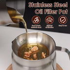 Stainless Steel Oil Strainer Pot – Fine Mesh Grease Container for Kitchen