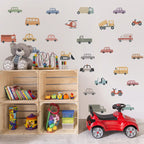 Cartoon Vehicle Wall Decals – Cute Transport Stickers for Kids Room Decor