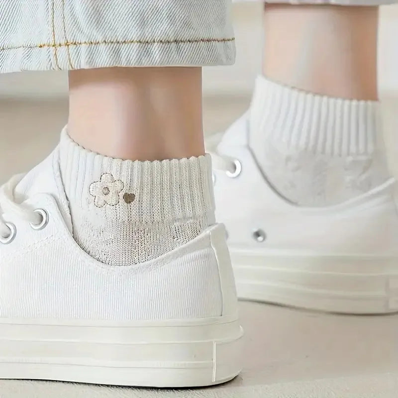 Cartoon Printed Knit Short Socks – Breathable Cotton for Casual Daily Wear