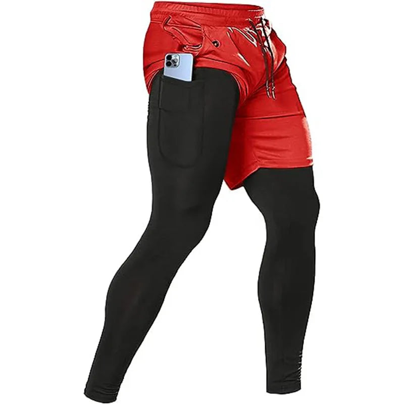 2-in-1 Men's Athletic Pants – Training Trousers for Gym Fitness Running