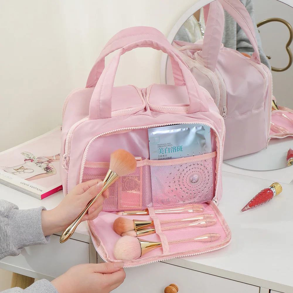Portable Travel Makeup Bag – Large Capacity Organizer for Cosmetic Storage