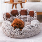 Bear Paw Pet Bed – Fluffy Plush Sofa for Small and Medium Dogs and Cats