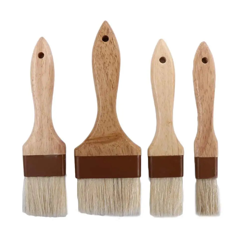 Wooden Bristle Pastry Brush – Flat Oil Basting Tool for Baking and Barbecue