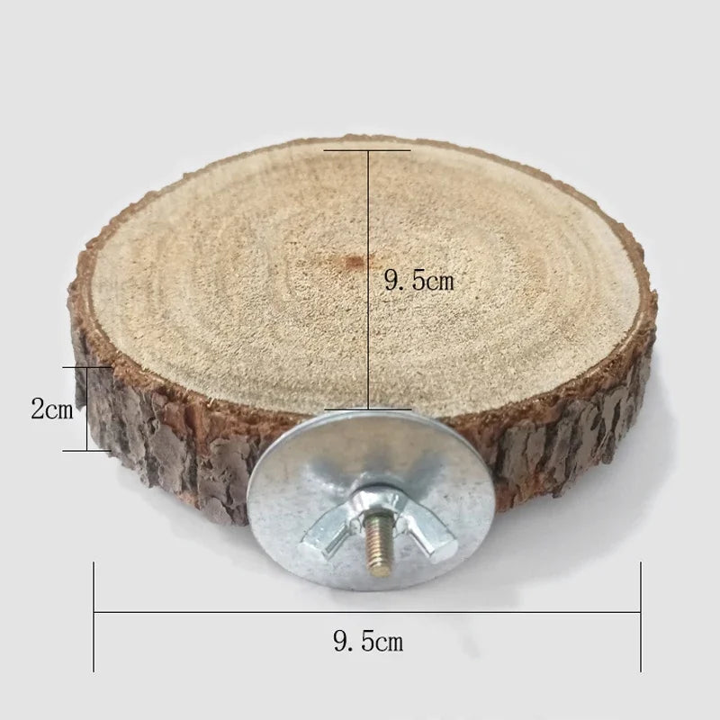 Wooden Pet Perch Platform – Natural Branch Stand for Bird and Hamster Cages