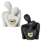 Couple Figurine Statue – Romantic Sculpture for Home Bookshelf Decor