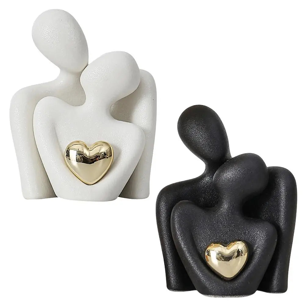 Couple Figurine Statue – Romantic Sculpture for Home Bookshelf Decor