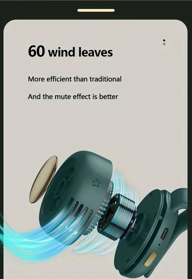 Portable Bladeless Waist Fan – 3-Speed Silent Cooling for Outdoor Work