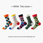 Colorful Cotton Crew Socks – Novelty Patterned Dress Wear for Men