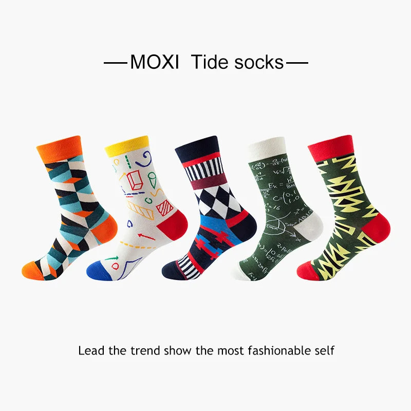 Colorful Cotton Crew Socks – Novelty Patterned Dress Wear for Men