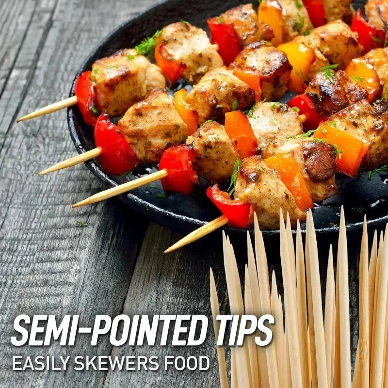 Natural Bamboo Skewers – Disposable Sticks for Grilling and BBQ Appetizers