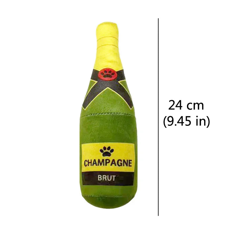 Plush Beer Bottle Dog Toy – Squeaky Chew Toy for Interactive Play