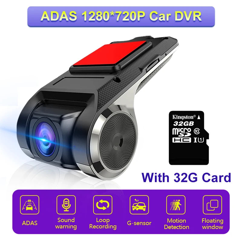 ADAS USB Dash Cam – Full HD Car DVR Camera for Android Navigation Head Units