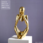 Abstract Thinker Statue – Sand Colored Yoga Figurine for Home Decor