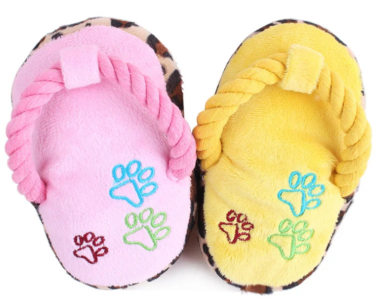 Plush Slipper Dog Toy – Durable Squeaky Rope Teether for Pet Boredom Relief