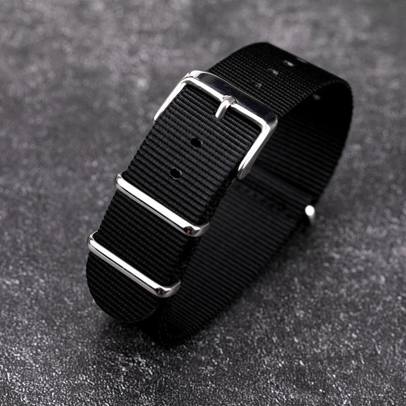 Woven Nylon Watch Strap – 18mm-22mm Canvas Wristband for Men and Women