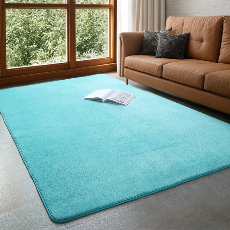 Coral Velvet Area Rug – Soft Rectangular Mat for Living Room and Bedroom