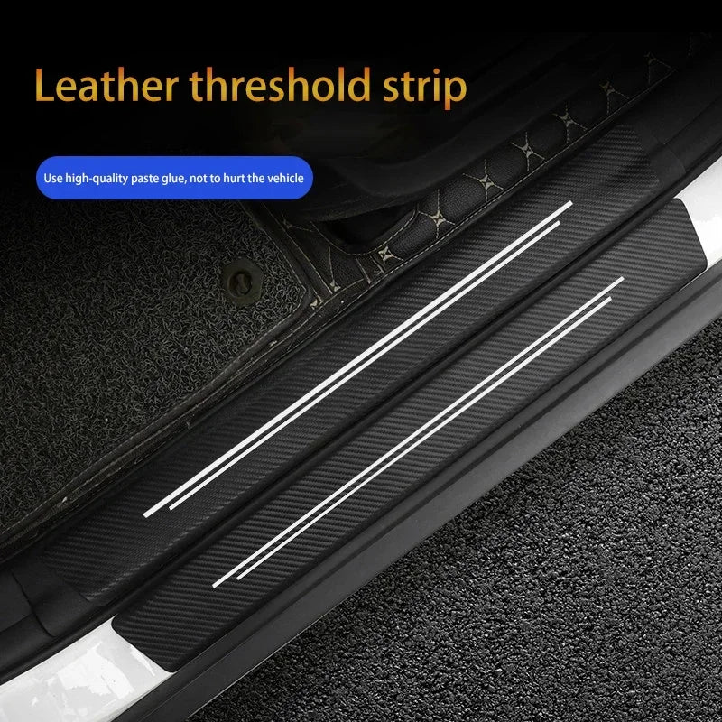 Carbon Fiber Door Sill Guards – Protective Adhesive Strips for Car Styling