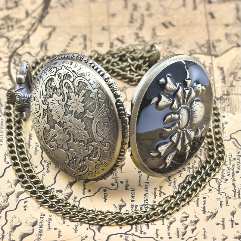 Vintage Bronze Spider Pocket Watch – Quartz Necklace Pendant for Cosplay