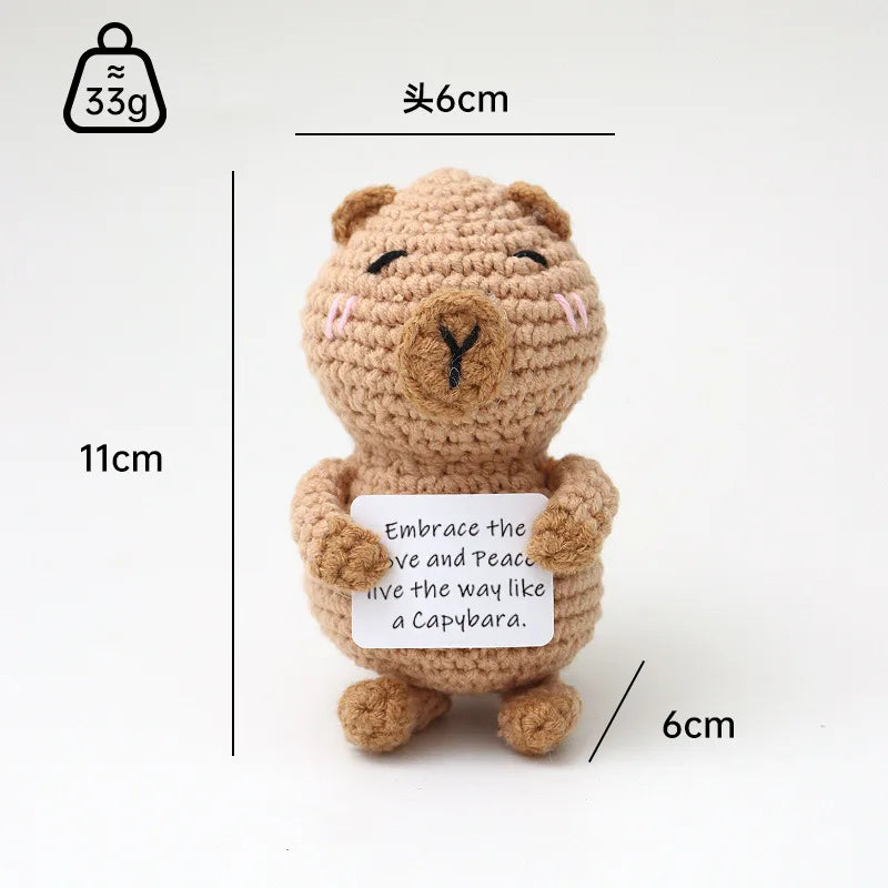 Handmade Wool Crochet Dog Doll – Positive Affirmation Plush for Home Decor