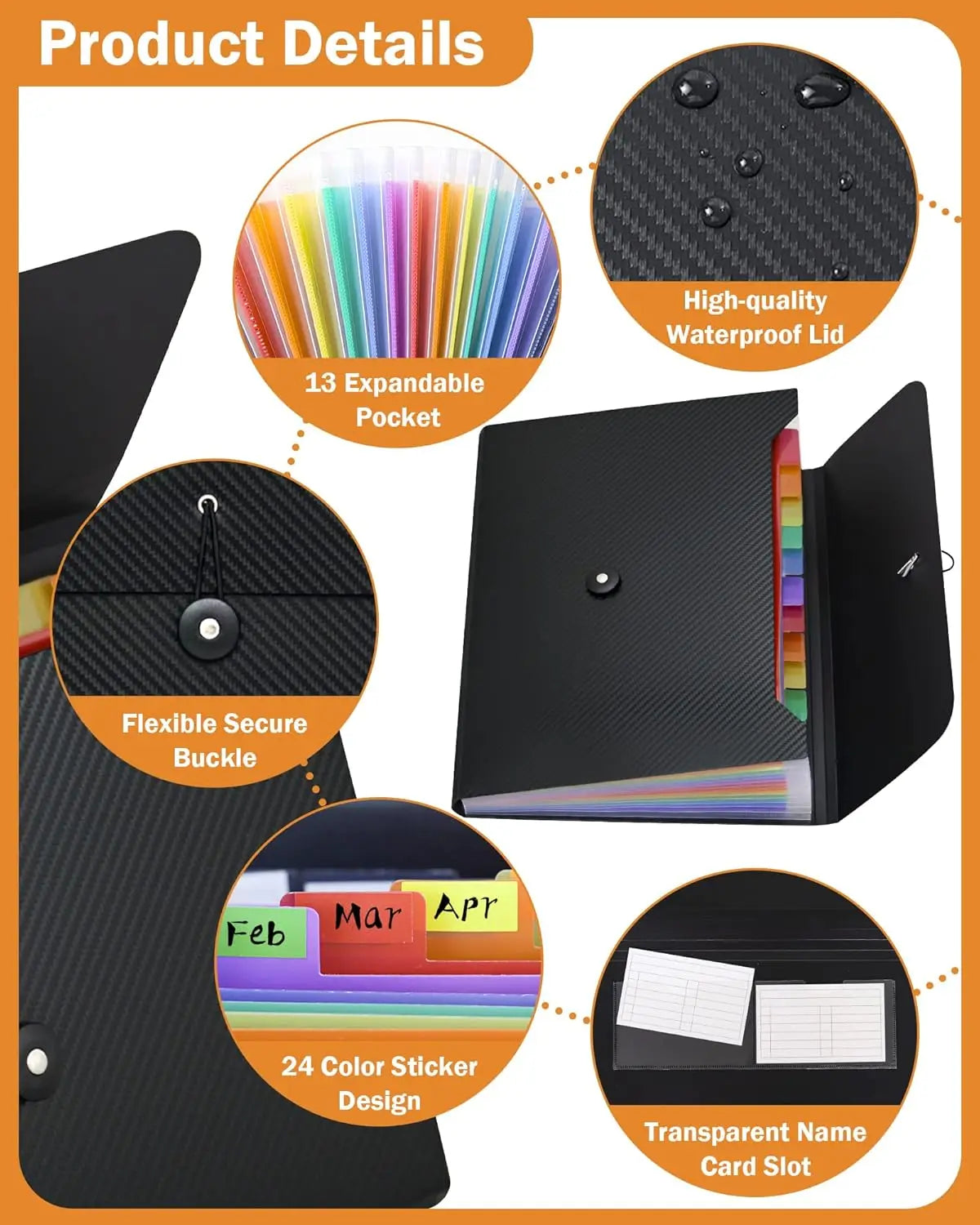 Accordion File Organizer – 13 Pockets for Office and Classroom Use