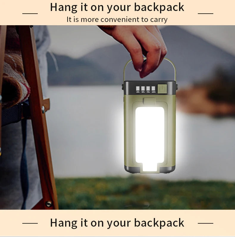 Foldable Solar Camping Light – 2000mAh Power Bank for Outdoor Hiking Tent