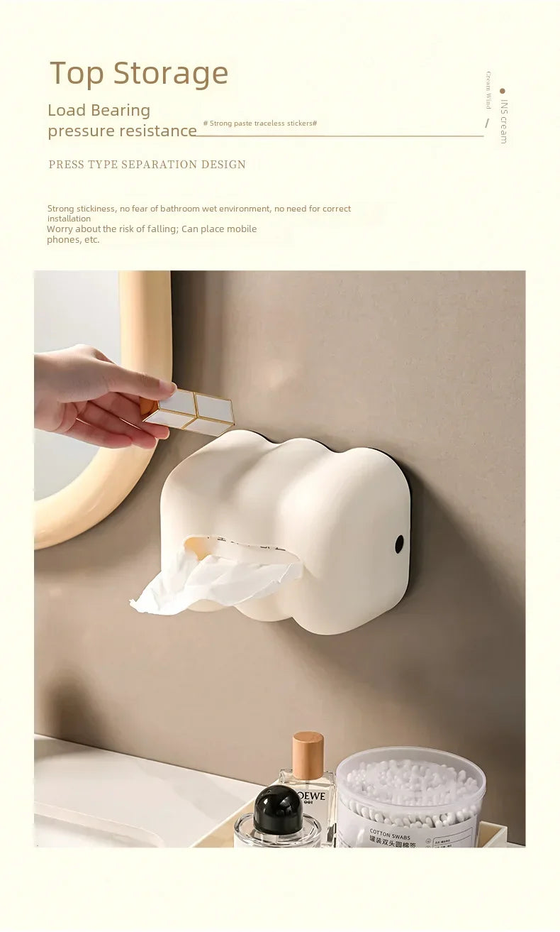 Cloud Tissue Box Holder – Wall Mounted Decorative Ornament for Home and Car