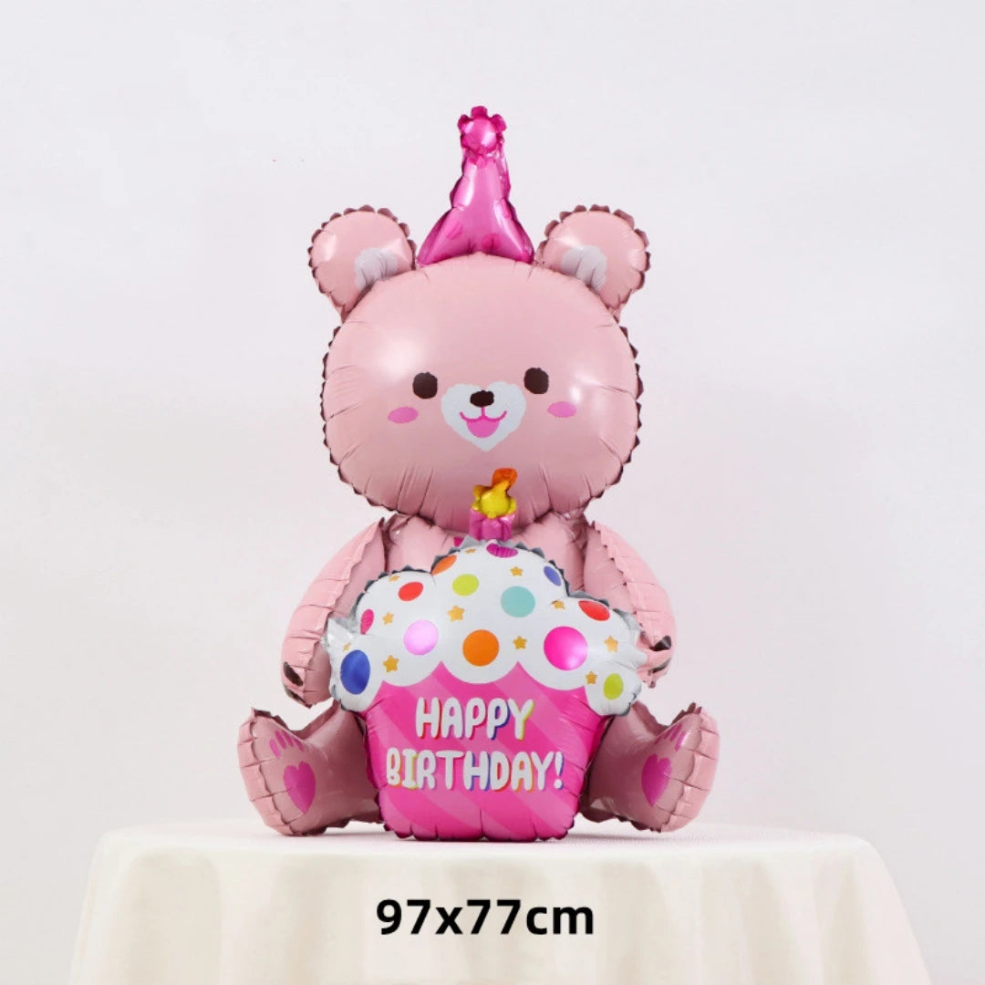 3D Matte Standing Bear Foil Balloons – Birthday Party Decoration for Baby Shower