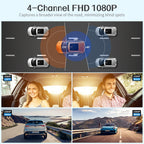 4-Lens 360 Dash Cam – HD WiFi GPS Car Recorder for 24h Parking Monitoring