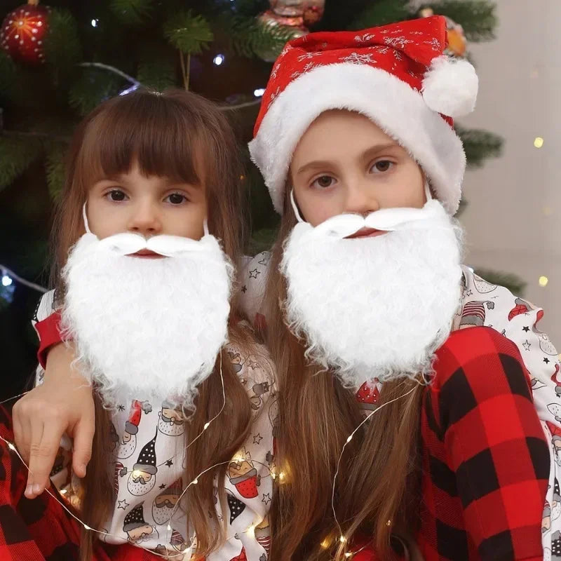 Faux White Santa Beard – Plush Costume Accessory for Kids and Adults