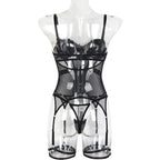 Mesh Lingerie Bodysuit Set – Backless Lace 3 Piece Lingerie for Women