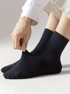 Mid Length Cotton Socks – Solid Color Business Casual for Daily Wear