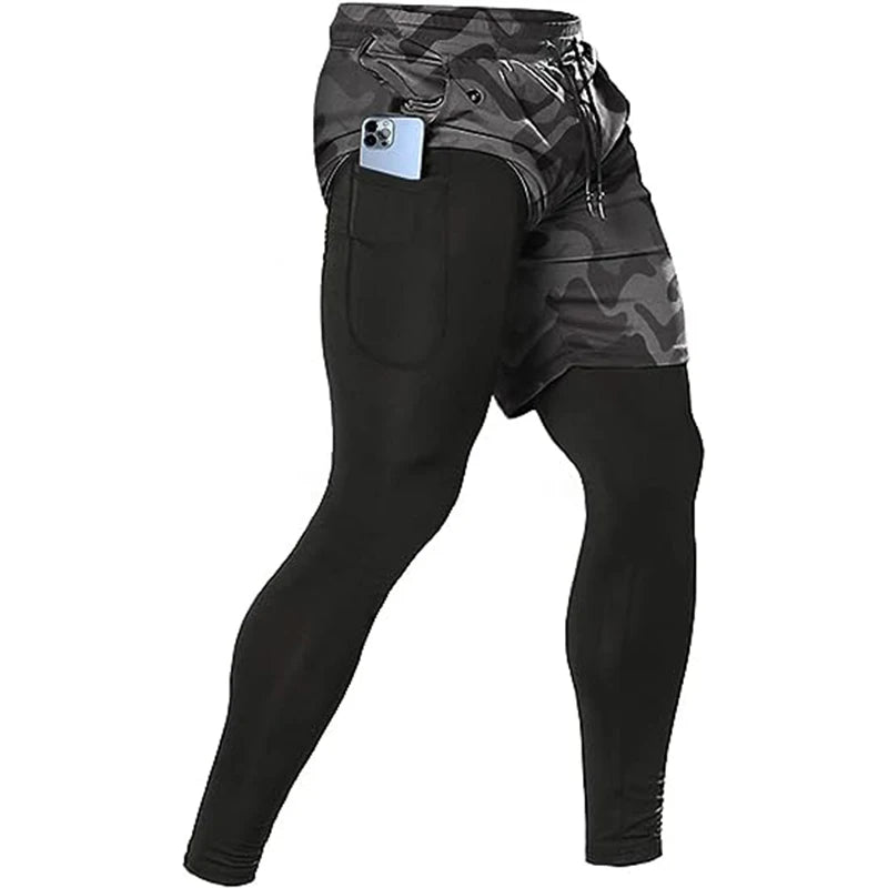 2-in-1 Men's Athletic Pants – Training Trousers for Gym Fitness Running