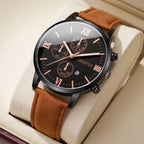 Leather Quartz Calendar Watch – Elegant Fashion Accessory for Men and Women