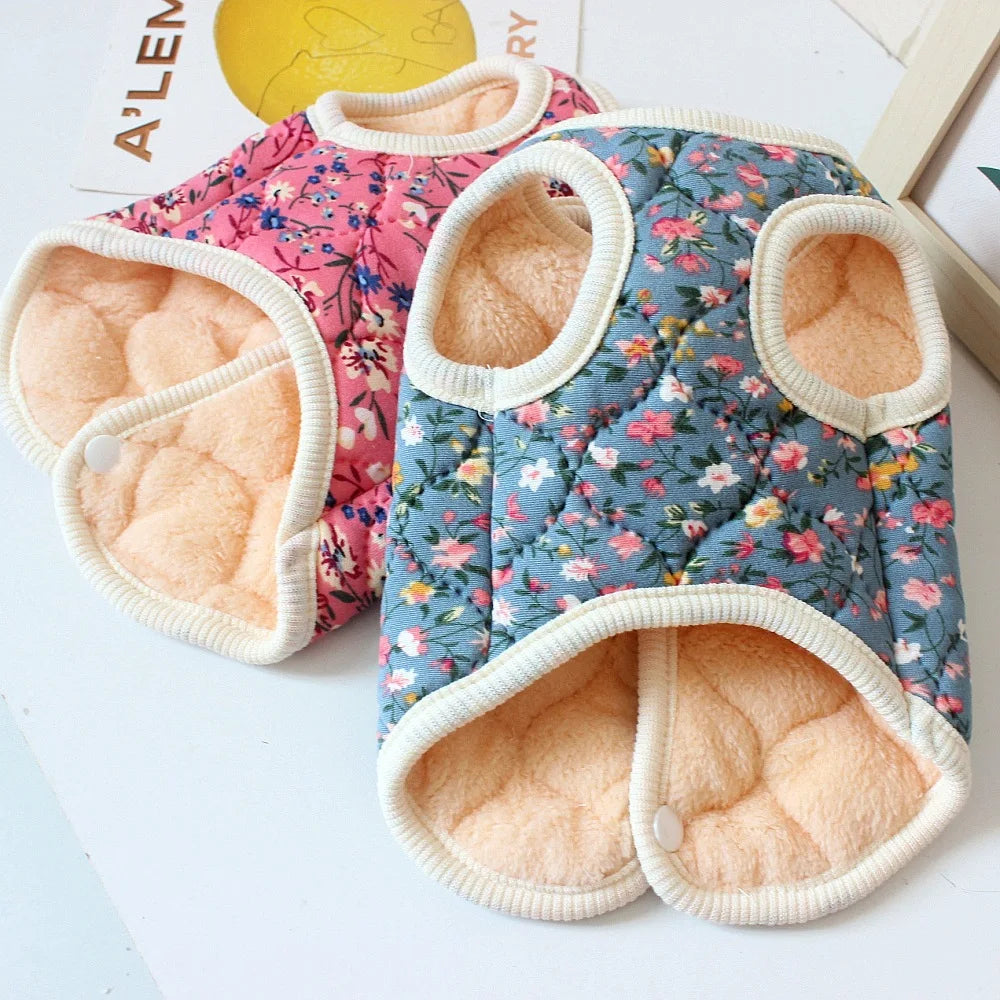 Floral Fleece Vest – Warm Winter Apparel for Small to Medium Dogs and Cats