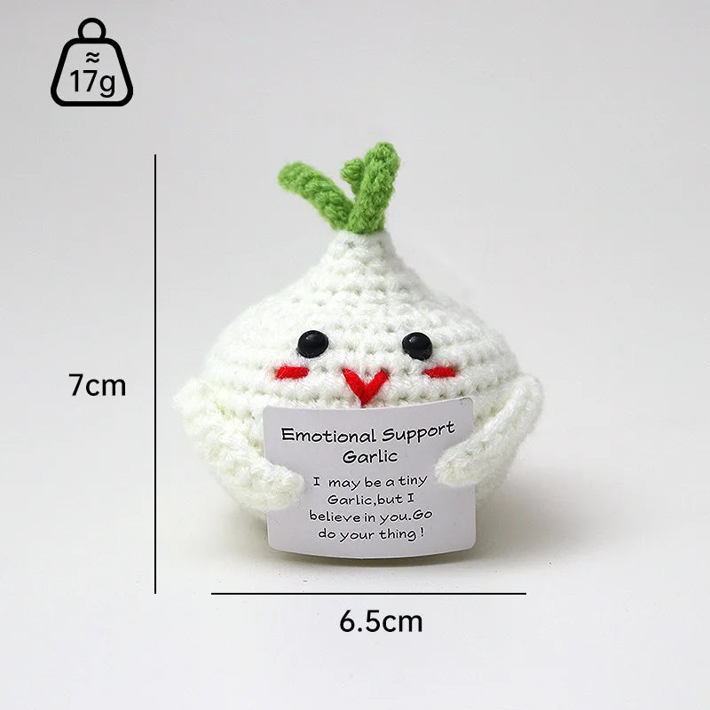 Handmade Wool Crochet Dog Doll – Positive Affirmation Plush for Home Decor