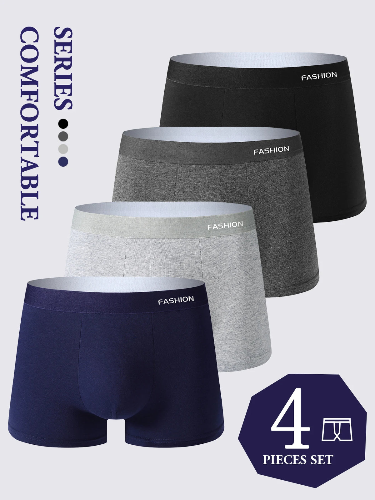 Soft Cotton Boxer Briefs – Breathable Elastic Underwear for Daily Comfort