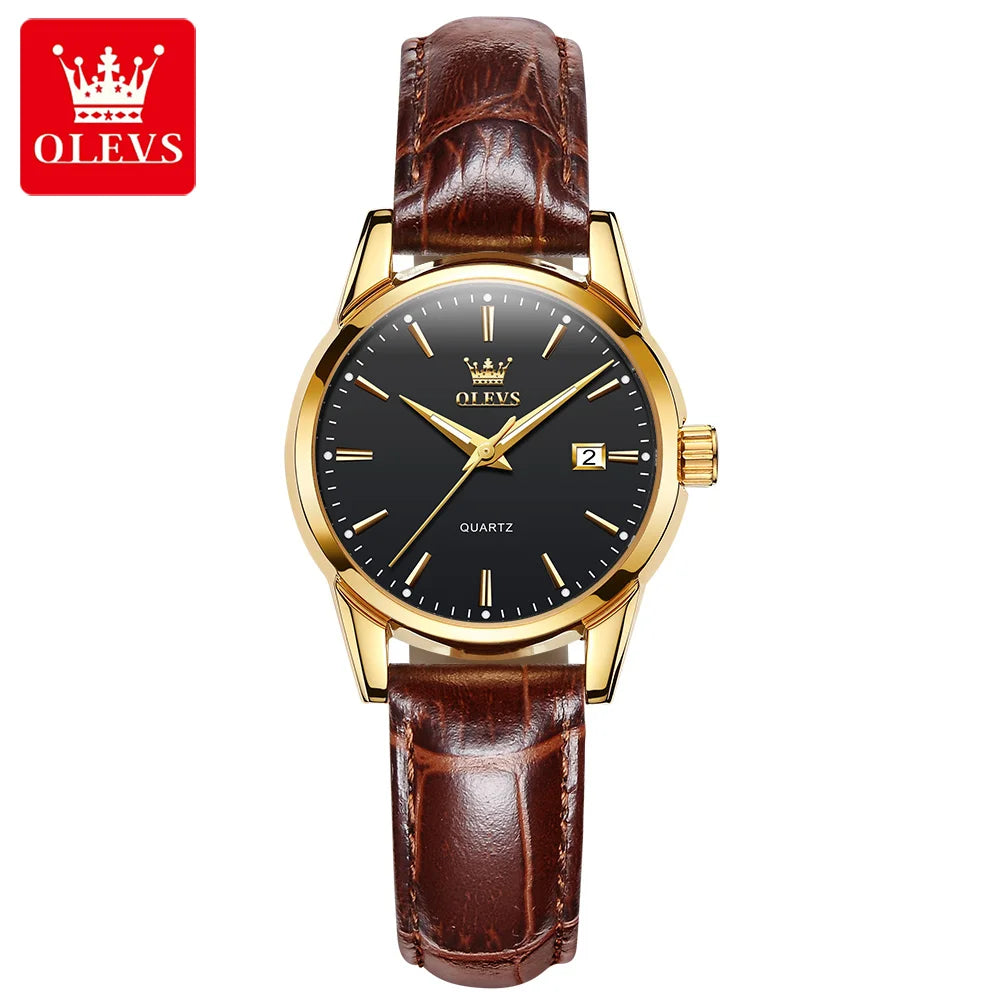 OLEVS Quartz Wristwatch – Leather Strap for Business Casual Wear