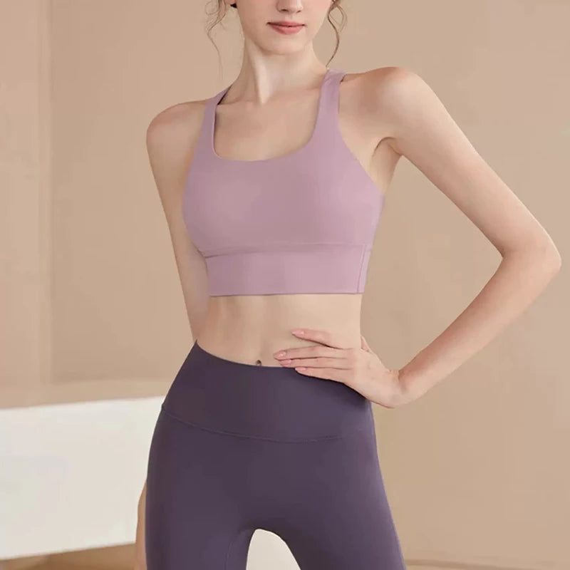 Shock-Absorbing Yoga Sports Bra – Breathable Fitness Top for Gym Workout